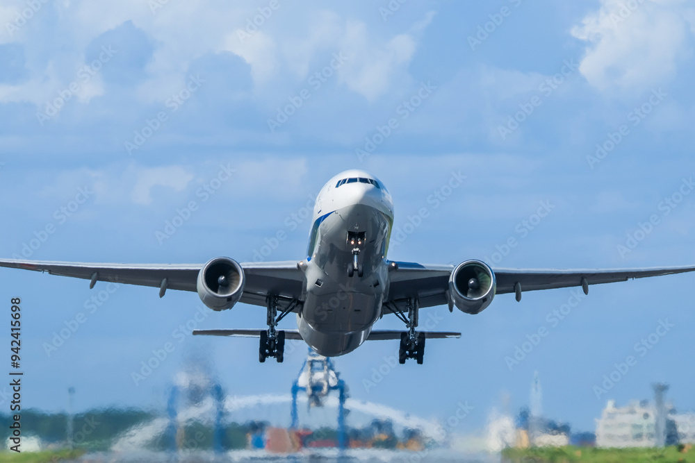 Naklejka premium 空を飛ぶ飛行機