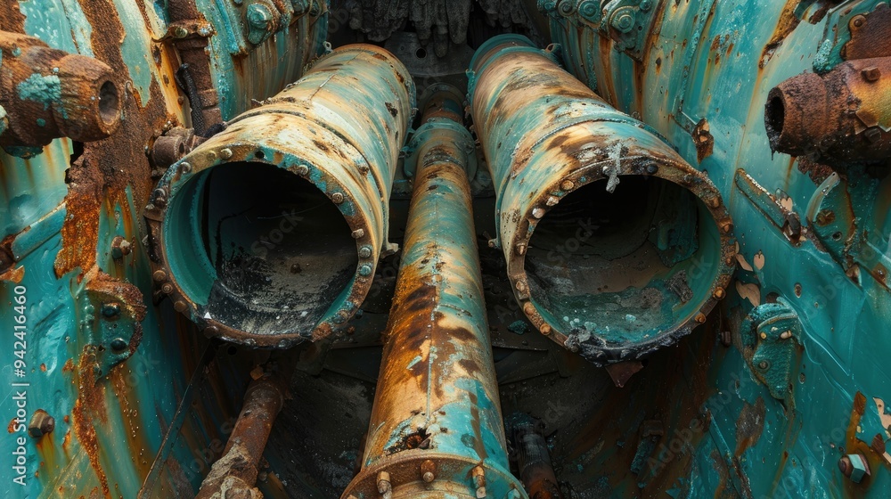 Corroded vessel transporting pipes Corroded vessel transporting pipes