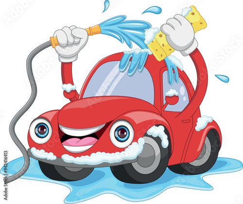 car wash cartoon on white background
