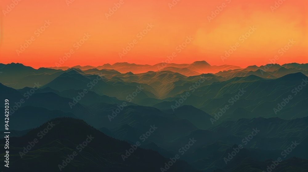 Mountain layer at sunset Mountain layer at sunset