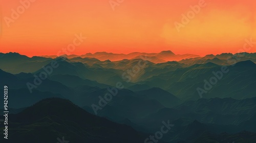 Mountain layer at sunset