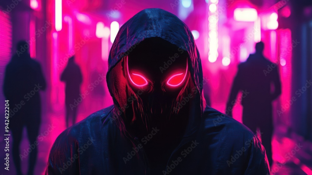 Mysterious Figure in Neon City Mysterious Figure in Neon City