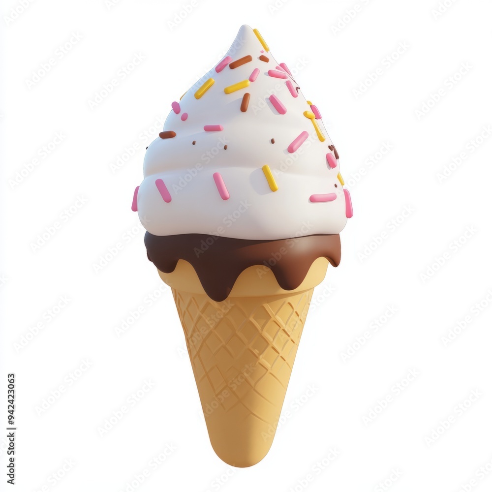 3D design ice cream simple shape white background 3D design ice cream simple shape white background