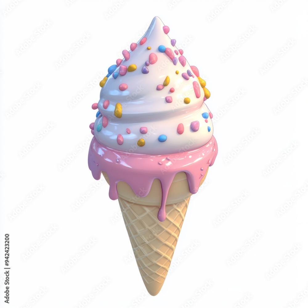 3D design ice cream simple shape white background 3D design ice cream simple shape white background