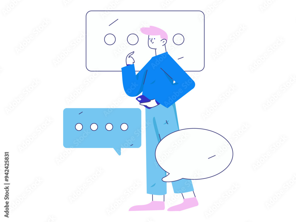 Virtual characters social communication concept business flat vector hand drawn illustration
Virtual characters social communication concept business flat vector hand drawn illustration