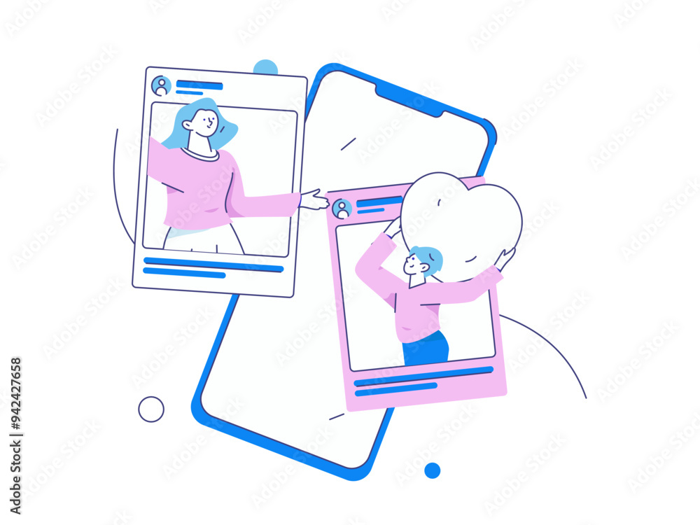 Virtual characters social communication concept business flat vector hand drawn illustration
Virtual characters social communication concept business flat vector hand drawn illustration