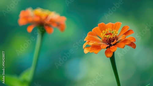 Orange Zinnia Flower Blooming in Essex County New York photo