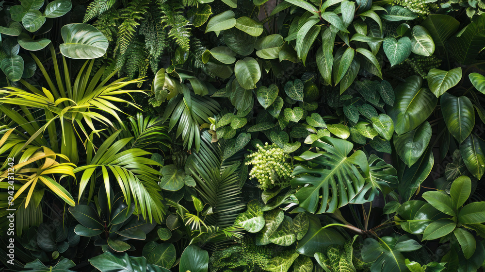 Vibrant Tropical Foliage and Lush Green Plants in High-Resolution Close-Up Shot. Vibrant Tropical Foliage and Lush Green Plants in High-Resolution Close-Up Shot.