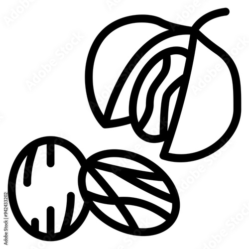 nutmeg icon with outline style. Suitable for website design, logo, app and UI. Based on the size of the icon in general, so it can be reduced.