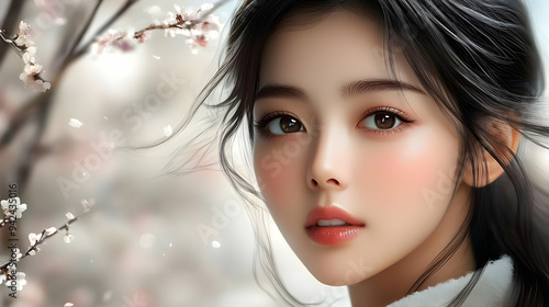 A beautiful young woman wit...