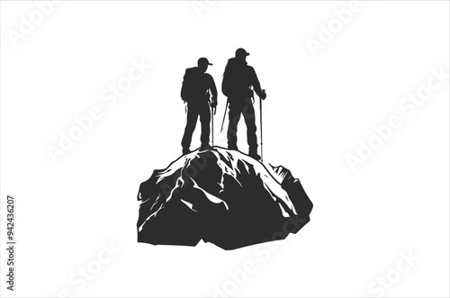 Hiking minimalist and simple silhouette vector illustration. Hiking Silhouette vector on white background.