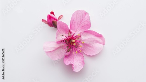 Pink blossom against white backdrop