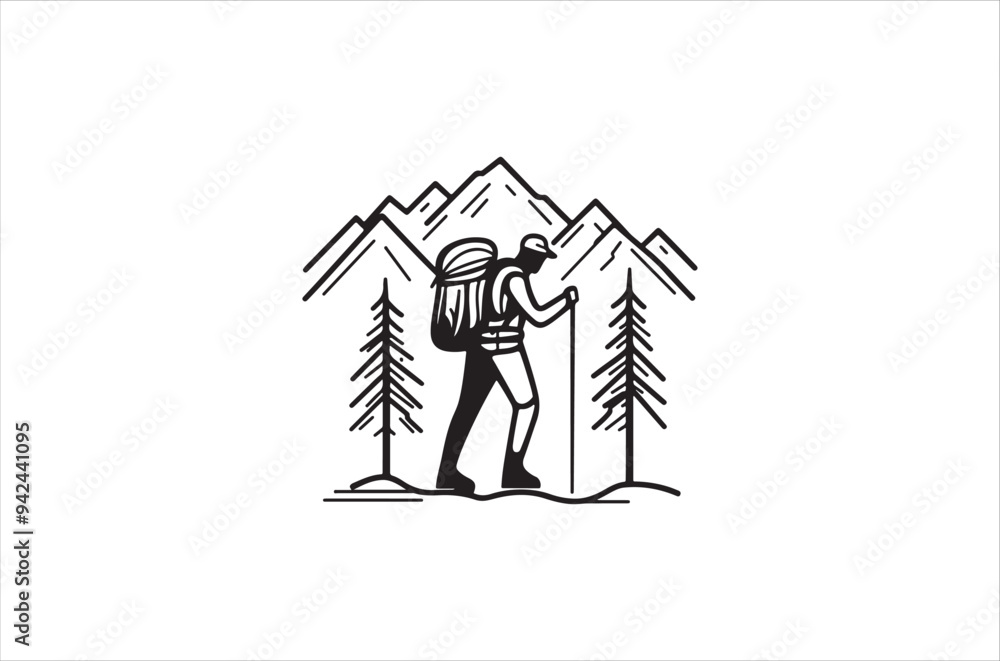 Hiking minimalist and simple silhouette vector illustration. Hiker Silhouette Images.
Hiking Silhouette vector on white background. Hiking minimalist and simple silhouette vector illustration. Hiker Silhouette Images.
Hiking Silhouette vector on white background.