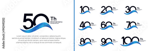 anniversary logotype set. vector design black color number can be use for special moment