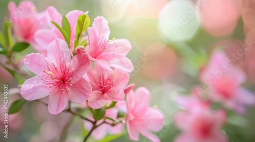 Pink flower blossoms on spring background with soft focus