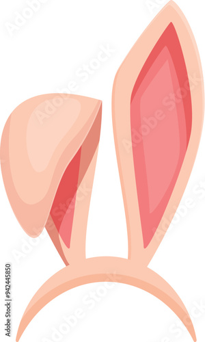 Pink bunny ears headband standing up on white background, simple cartoon style vector illustration