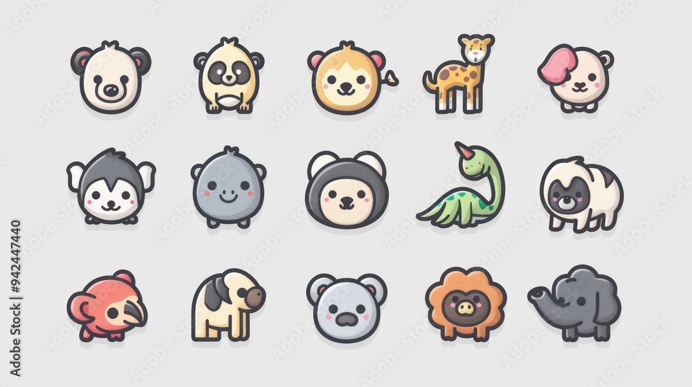 Cute cartoon animal icons, perfect for children's products, social media, websites and more. Cute cartoon animal icons, perfect for children's products, social media, websites and more.