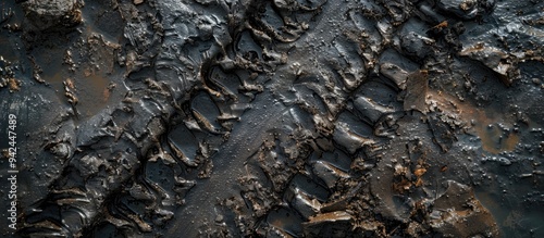 Wheel Tracks In The Mud Detail Footprints Car photo