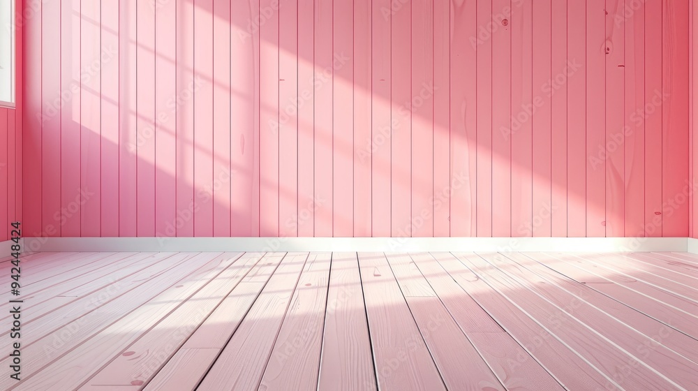 Pink room wall with white wooden floor Pink room wall with white wooden floor