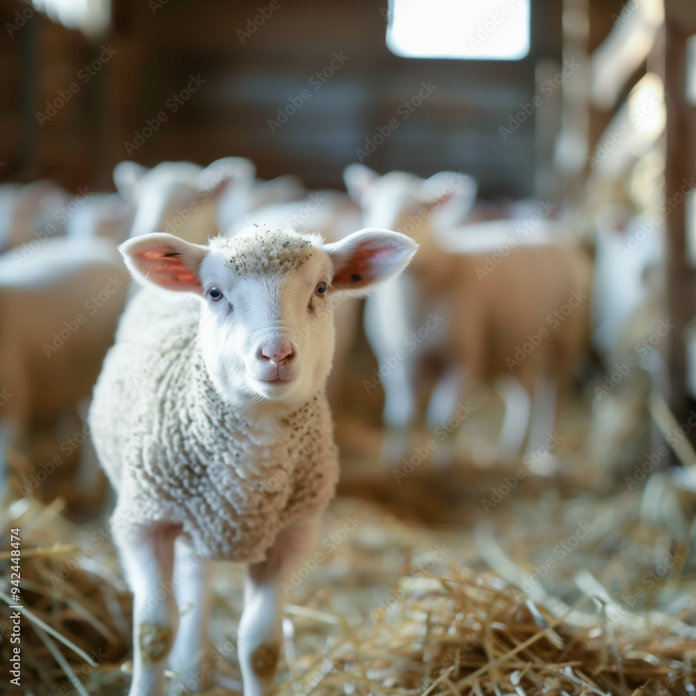 Fototapeta premium Rare livestock breeds grazing on a traditional farm