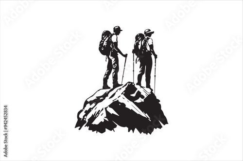Hiking silhouette vector illustration. Hiker Silhouette.