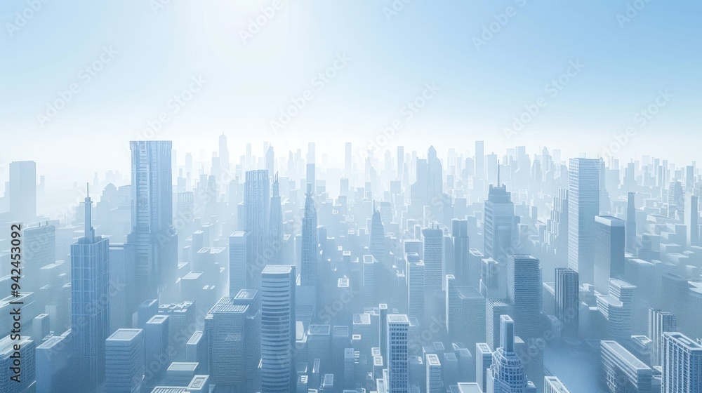 Futuristic Cityscape With Haze. Futuristic Cityscape With Haze.