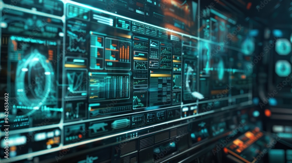 Futuristic Tech Interface with Data Displays. Futuristic Tech Interface with Data Displays.