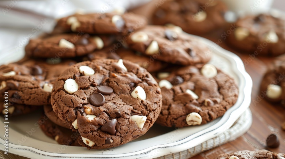 Fototapeta premium Plate of delicious chocolate cookies
