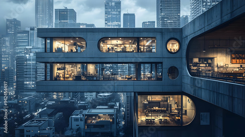 A modern building with larg...