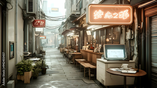 A narrow alleyway in a Japa...