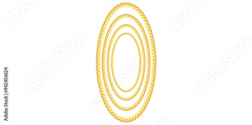 Multilayer Gold Chains Jewelry On White Background, Decorative Frame Design Element Vector Illustration.