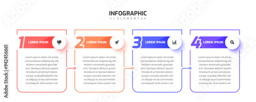 Business Infographic Template Timeline with 4 Number and Icon Can be Used for Presentation Chart