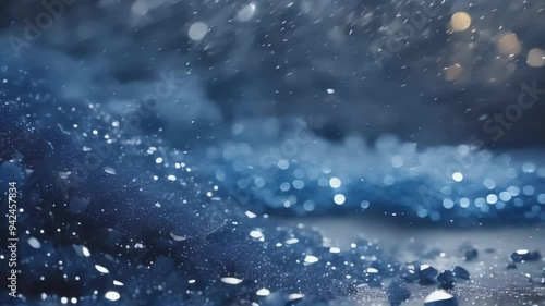 Wallpaper Mural  Blue Crystal Snowflake Background with Golden Lights Torontodigital.ca