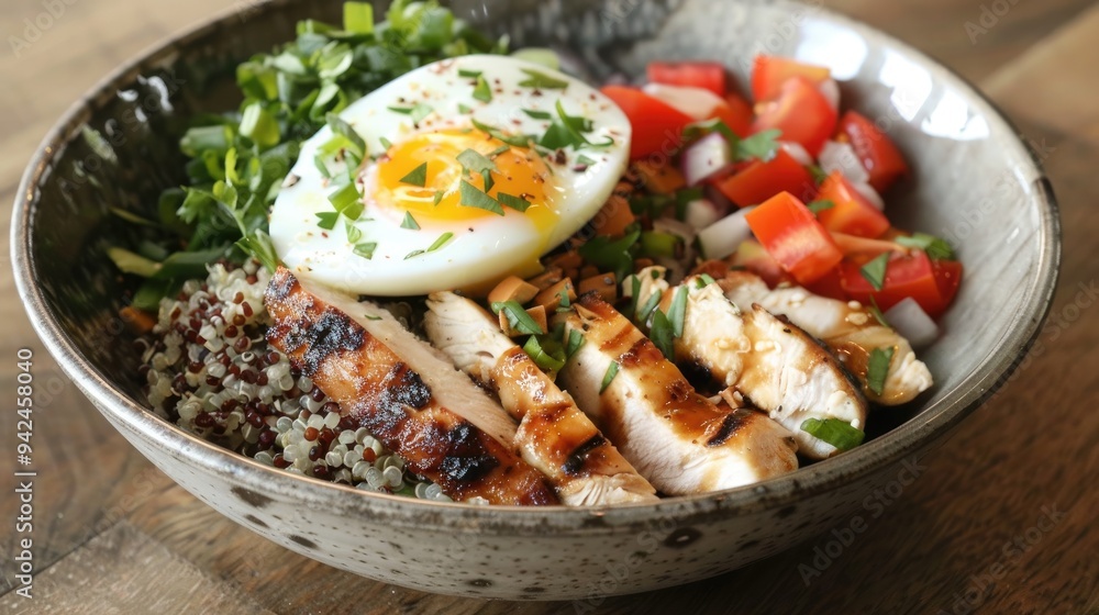 Protein packed bowl with chicken egg and quinoa Protein packed bowl with chicken egg and quinoa