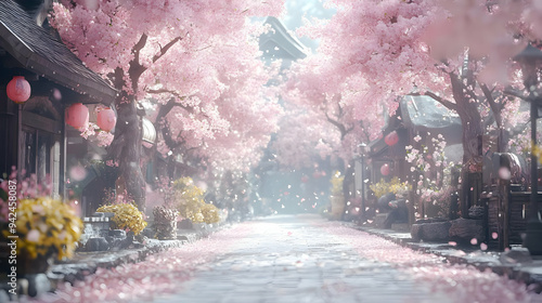 A serene street lined with ...
