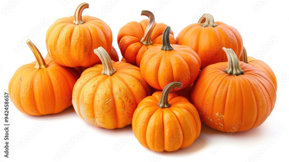 Pumpkins for seasonal holidays on a white backdrop Pumpkins for seasonal holidays on a white backdrop
