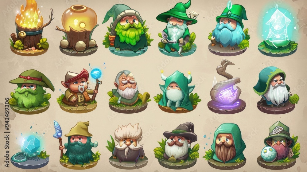 Collection of Cute Cartoon Wizards. Collection of Cute Cartoon Wizards.