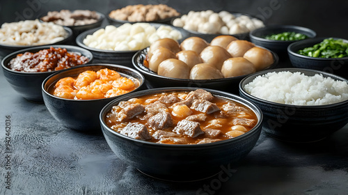 A variety of dishes includi...