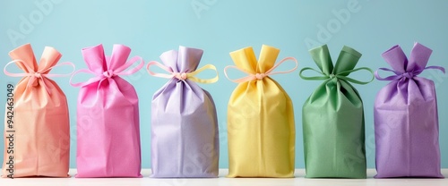 Colorful Gift Bags in a Row