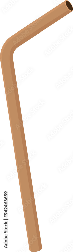 Single brown drinking straw is angled to the right, providing a modern and eco friendly way to enjoy beverages Single brown drinking straw is angled to the right, providing a modern and eco friendly way to enjoy beverages