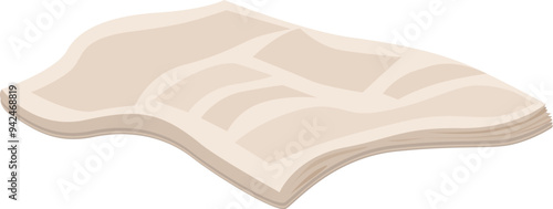 Blank newspaper is lying down with its pages bent