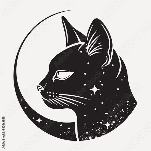 Cosmic cat silhouette design