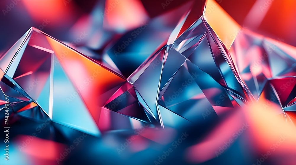 Abstract Geometric Background, Blue and Orange Prisms Abstract Geometric Background, Blue and Orange Prisms