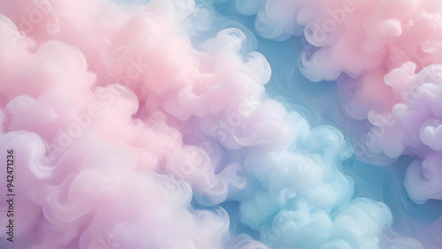 4K fluffy colorful smoke texture background in pastel colors of pink, purple and ocean blue.
 photo