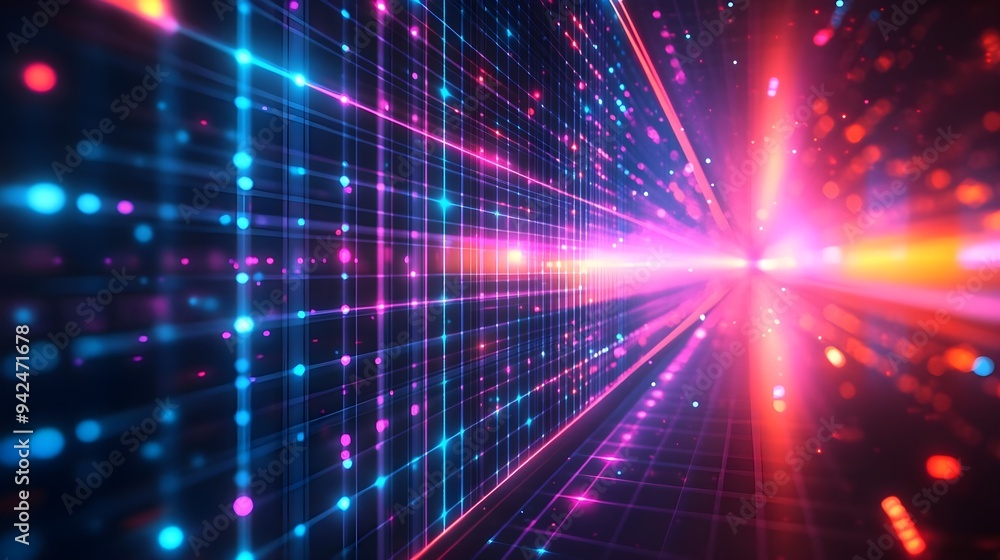 Abstract Neon Grid Light Background Abstract Neon Grid Light Background