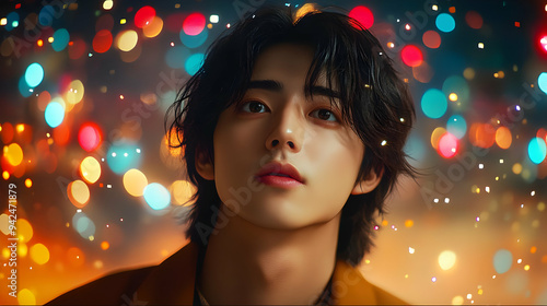 A young man with dark hair ...