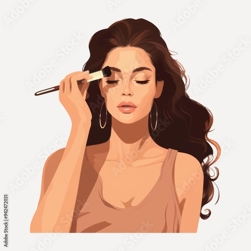Woman applying makeup brush