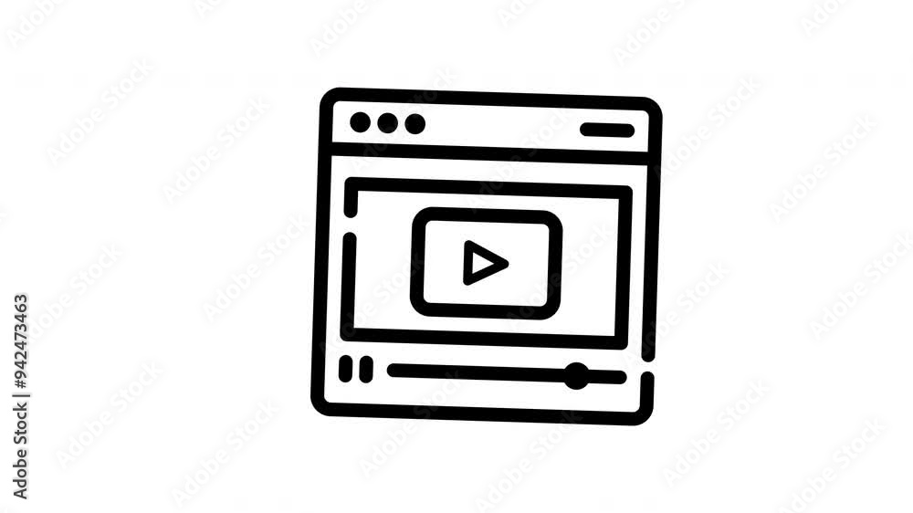 Media website window with play button, yellow and blue background. Suitable for video playback, online media, technology, entertainment, digital marketing content. Media website window with play button, yellow and blue background. Suitable for video playback, online media, technology, entertainment, digital marketing content.