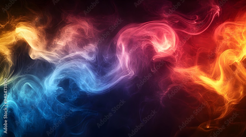 Abstract Smoke Art Background with Red, Blue, and Yellow Abstract Smoke Art Background with Red, Blue, and Yellow