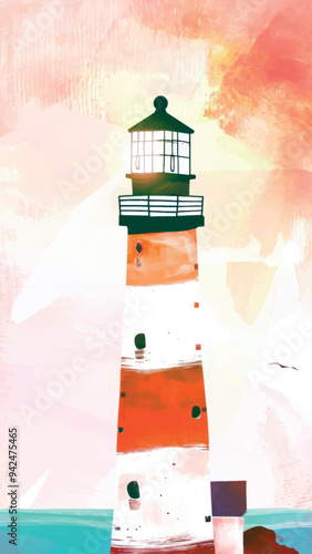 Vibrant coastal lighthouse painting